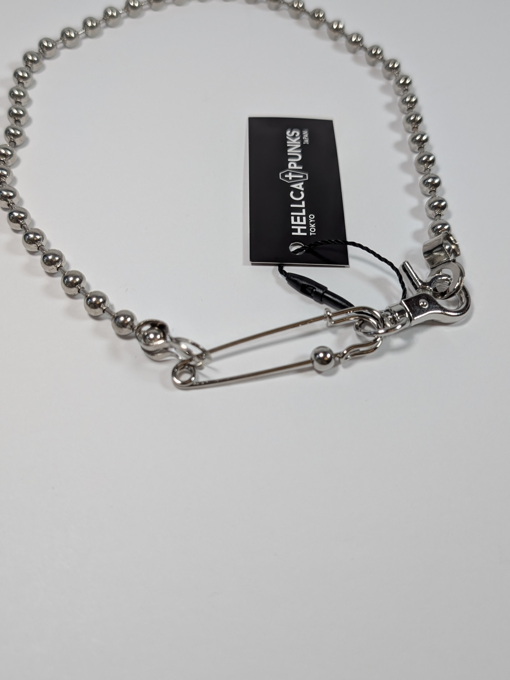 HELLCATPUNKS Safety Pin Ball Chain Choker Necklace Silver OS NWT Archive Punk - Picture 3 of 7